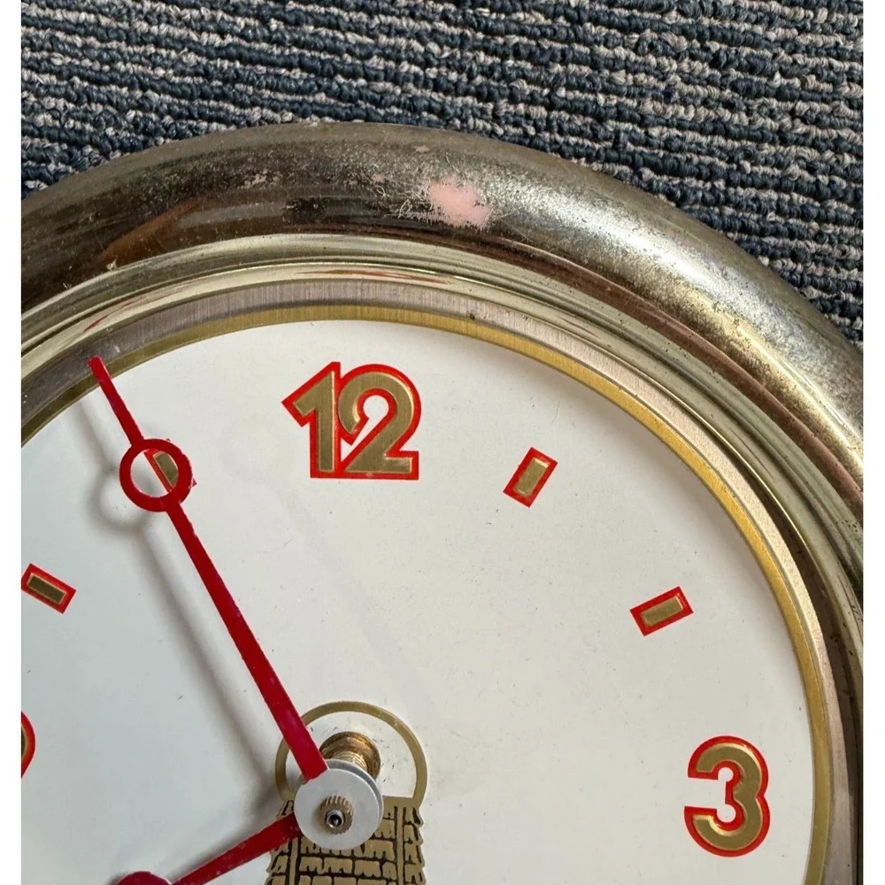 Vtg Heineken Beer Bar wall clock Working Gold Tone red hands
